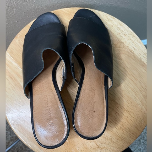 MADEWELL The Devon Black Leather Open Toe Heeled Slip On Mules Women’s 8.5 - Picture 11 of 16